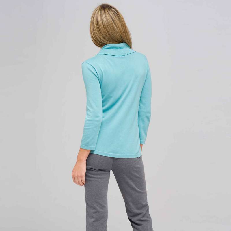 Cowl Neck Sweater, Light Seabreeze, large image number 1